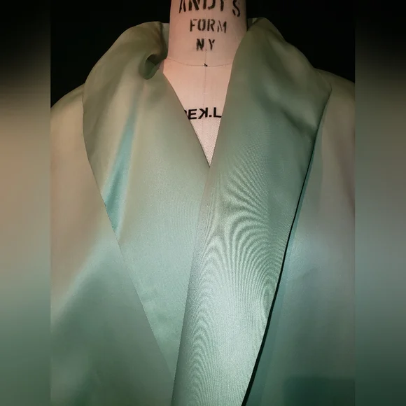Oscar de la Renta double sided 100% Charmeuse silk Mint kimono oversized Jacket - Picture 6 of 16